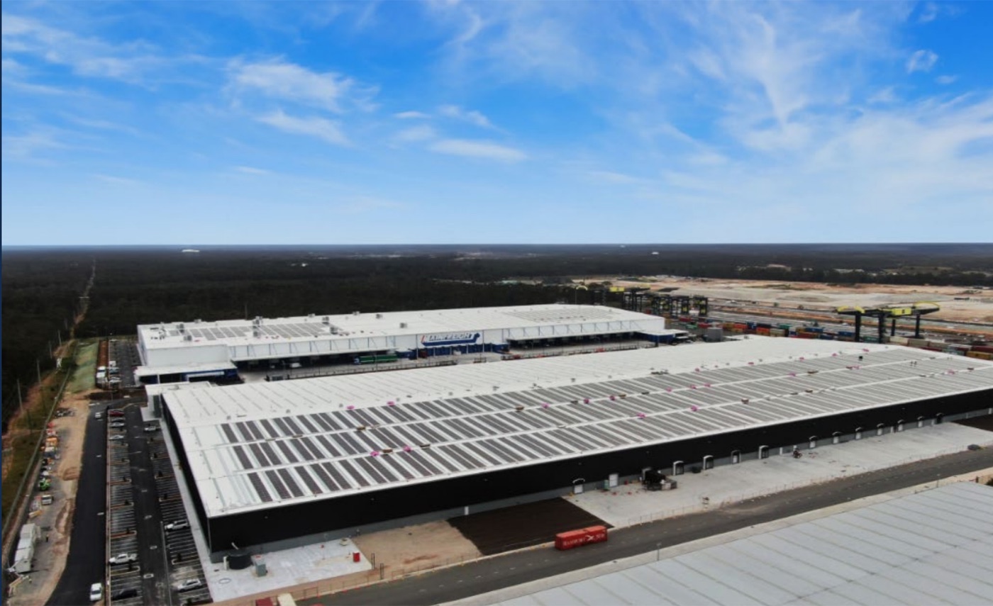 Aerial view of warehouses at LOGOS Prestons Logistics Estate