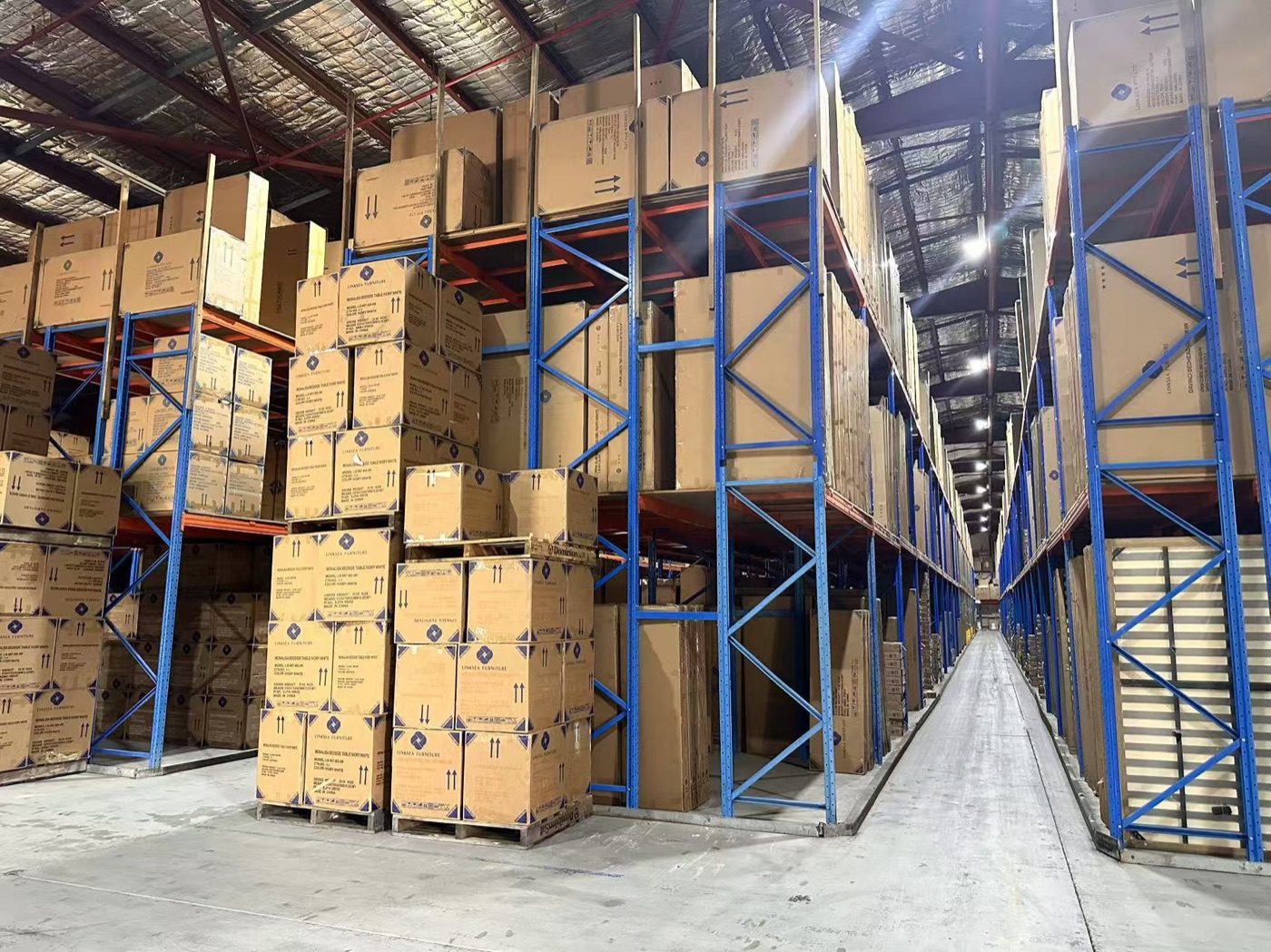 Heavy-duty pallet racking installed inside the Smithfield warehouse